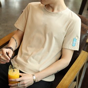 2018 mùa hè mới vòng cổ nam ngắn tay t- shirt Hàn Quốc t- shirt nửa tay áo xu hướng cá tính quần áo của nam giới