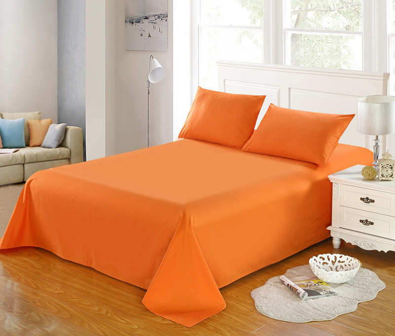 All-Cotton Four-Season Style Simple Plain Orange Single Bed Pure Cotton Twill Reactive Printed Solid Color Single Bed Sheet