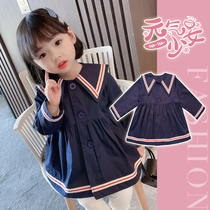 Girls  coat autumn 2021 new foreign style navy wind college wind baby spring and autumn top little virgin treasure windbreaker
