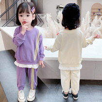 Girls  sports suit 2021 new foreign style fashionable childrens spring clothes little virgin baby spring two-piece set