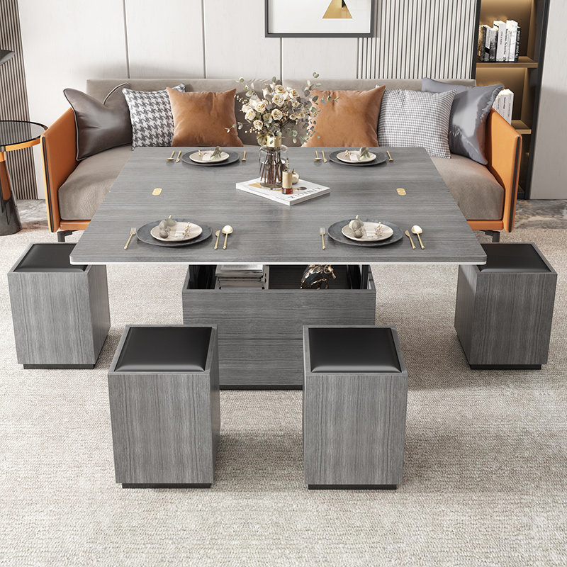 Light extravagant rock plate wind lifting tea table Folding small family type minimalist living-room Multi-functional tea table Dual-purpose