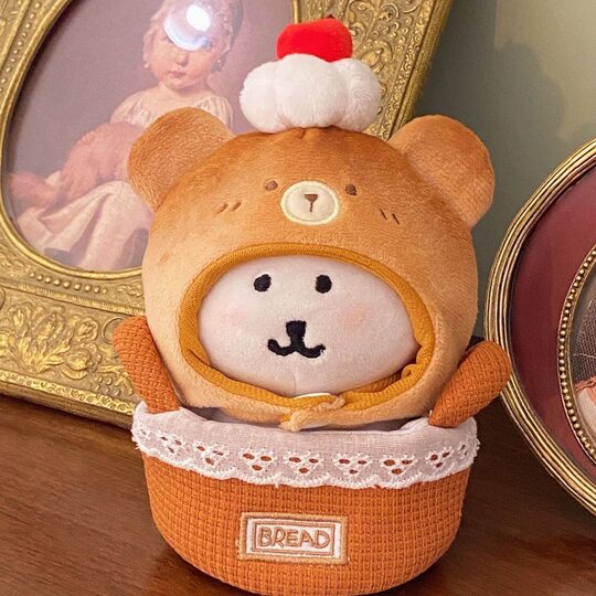 Toasted bread series 10cm cotton doll head cover self-deprecating bear labubu doll clothes plush doll doll accessories