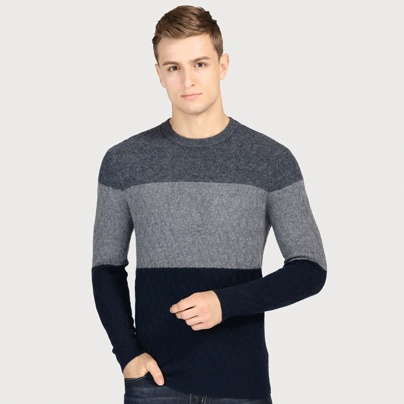 Phá vỡ mã giải phóng mặt bằng mùa thu và mùa đông cao cấp áo len cashmere tinh khiết nam áo thun cổ tròn là áo len mỏng và ấm cơ bản áo len đan bình thường - Áo len Cashmere