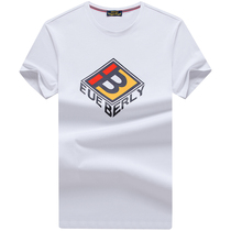 Hong Kong brand summer mens short sleeve T-shirt cotton loose mens large size fat half sleeve shirt round neck trend