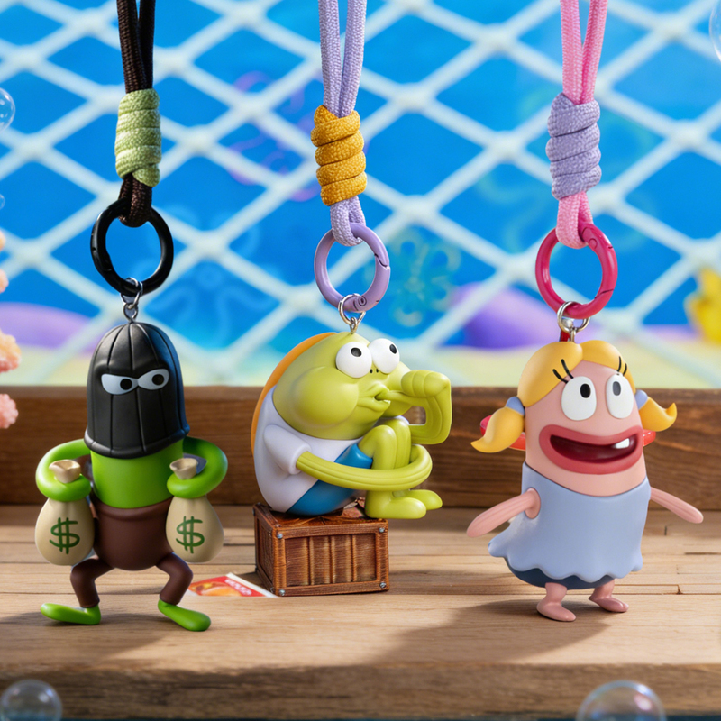 Bikini Bottom Little Fishman Pendant Blind Box Keychain Spongebob's Residents Thief Bag Charm Plzdot