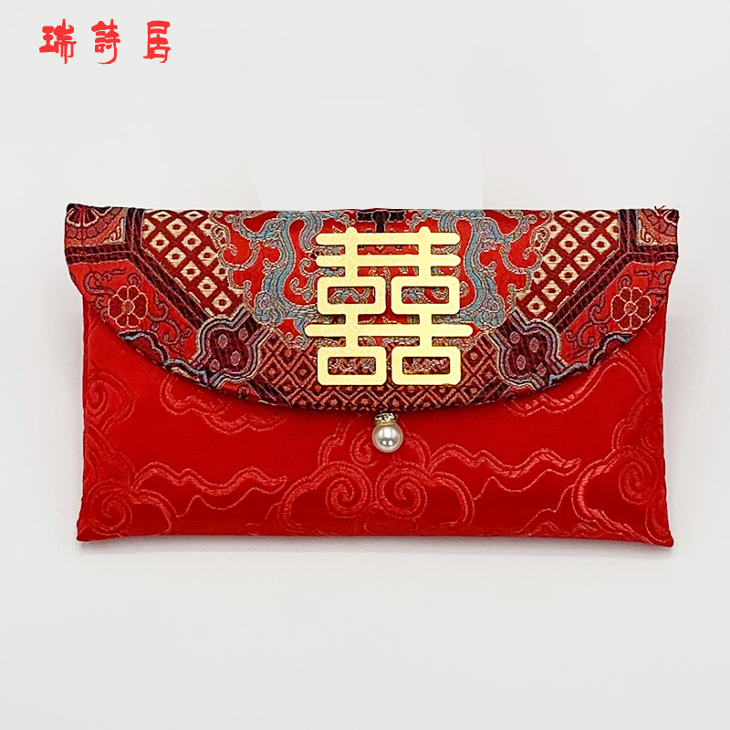 2022 new hi word million big red bag personality creative high-end red envelope cloth bag wedding wedding change