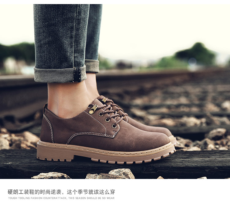 Booties Giày đế thấp cho nam Martin Boots Giày lớn Giày Anh Giày thông thường Giày tuyết mùa đông Giày bông giày nam cổ lửng da bò