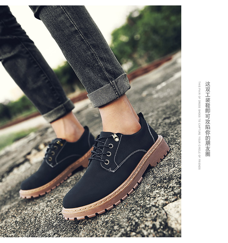 Booties Giày đế thấp cho nam Martin Boots Giày lớn Giày Anh Giày thông thường Giày tuyết mùa đông Giày bông giày nam cổ lửng da bò