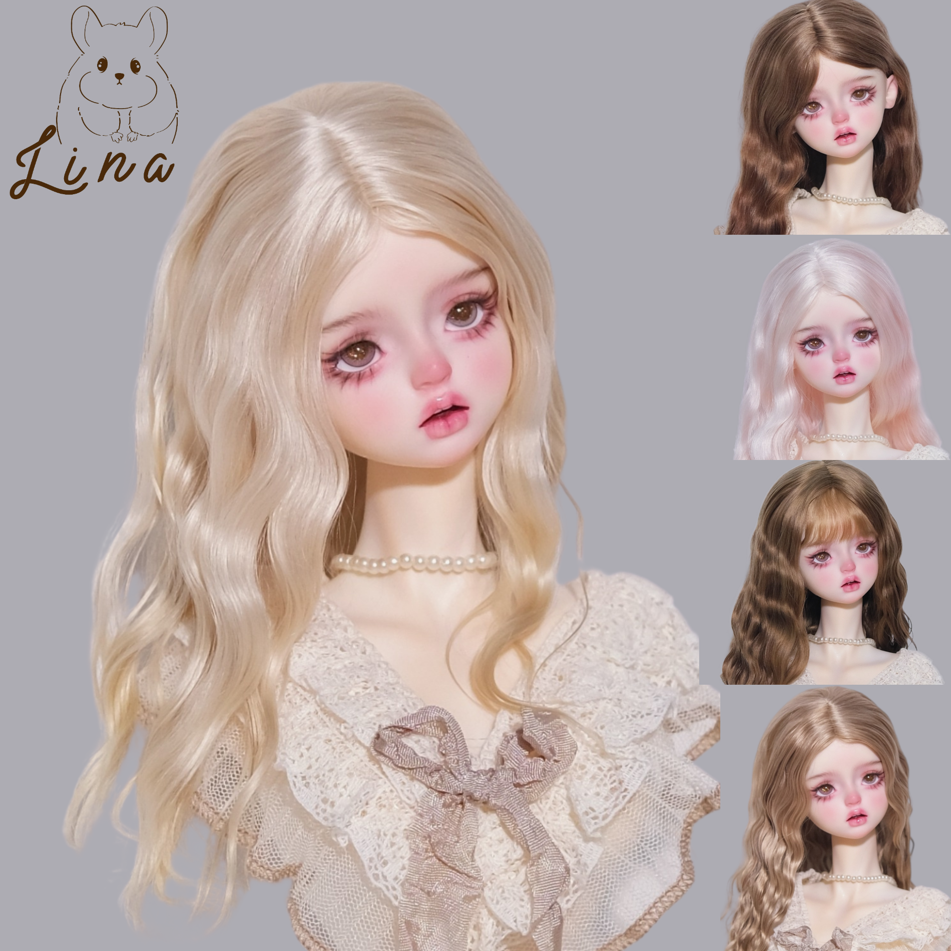Париковая голова из гибкой резины Lina Bjd, кокетливая оберточная оболочка, прическа эмбрион, 4 точки 3 точки, мохеровый парик, не кислый мохер