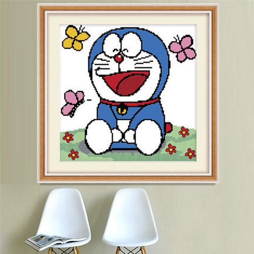 Школа Cross Stitch Simple Emelcodery Doraemon Cartoon Catch