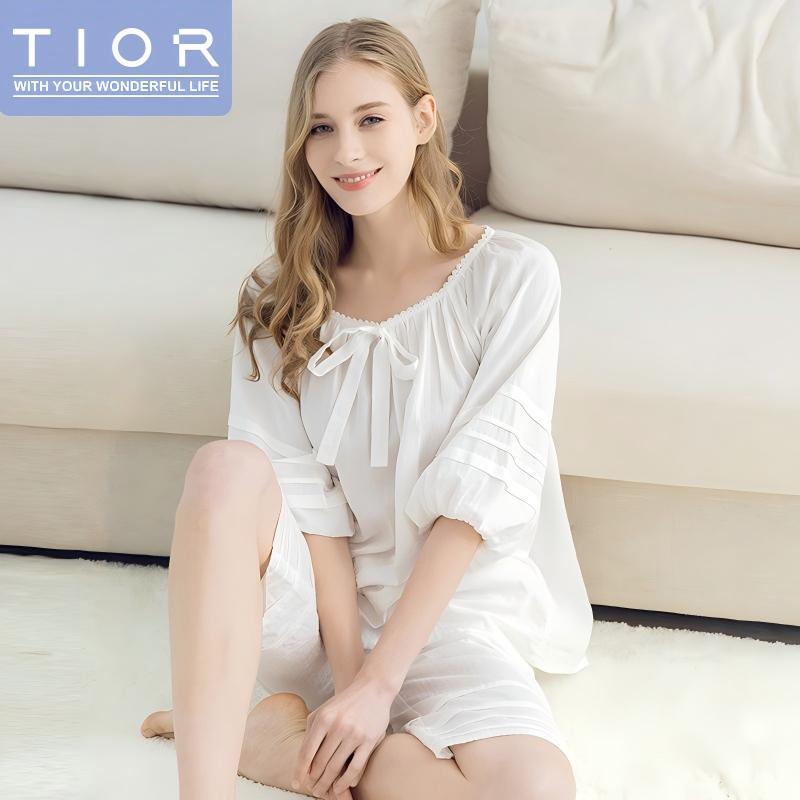 [Exclusive for Wang Jie's Fans] Tior Women's Loungewear Nightgown Home Dress Dj20511+Dj20512