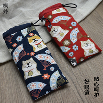 Fengwai original handmade wind lucky cat myopia sunglasses bag Anti-pressure portable drop-proof sunglasses bag glasses bag