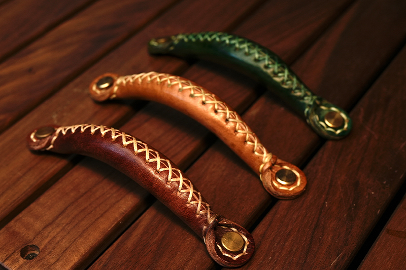 Anti-Collision Cabinet Drawer Handle First Layer Cowhide DIY Furniture Sliding Room Sliding Door Barn Handle Modification and Replacement