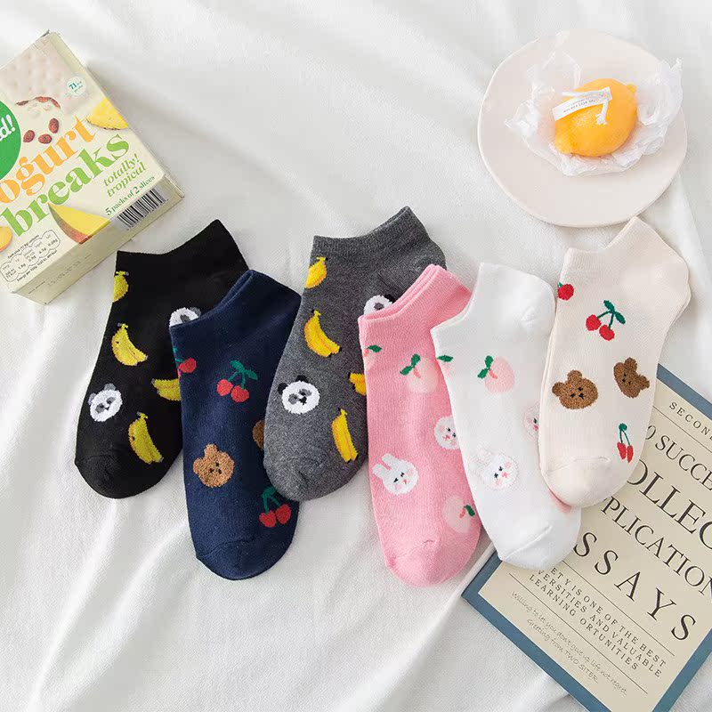 Socks Children Short Sox Shallow Mouth Ins Chains Chauts Cartoon Invisible Socks South Korea Little Bear Socks Spring Summer Socks Men's Midbarrel Socks