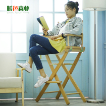 Solid wood director chair Canvas folding leisure home bar office chair Outdoor makeup chair Fishing props high feet