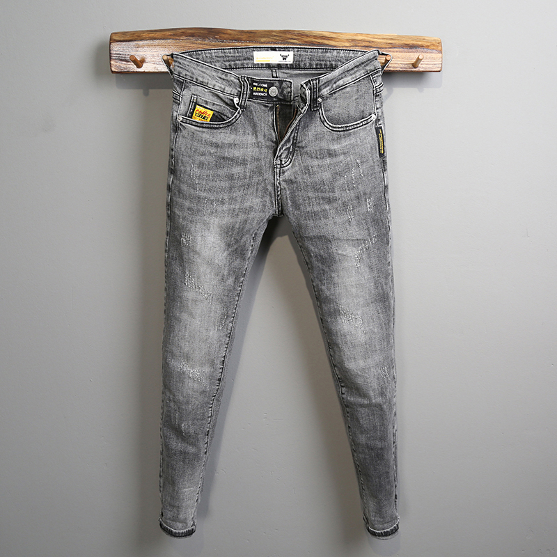 Jeans Men's Tide Cards 2021 Spring Autumn Season New Tobacco Grey Workout 100 Hitch Trousers 90% Smoke Pipe Pants