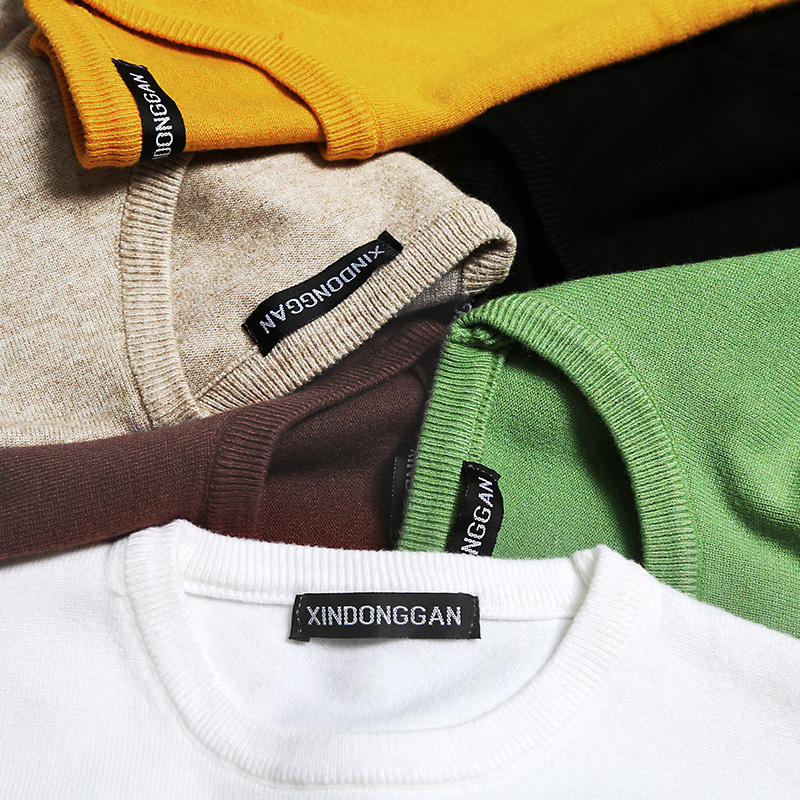 Korean version of the trend slim solid color round neck wool sweater autumn small fresh all-match bottoming long-sleeved couple sweater