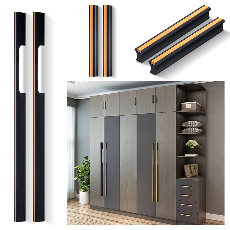 Light luxury large wardrobe door handle high-end extended cabinet modern minimalist drawer kitchen cabinet cabinet door handle black gold