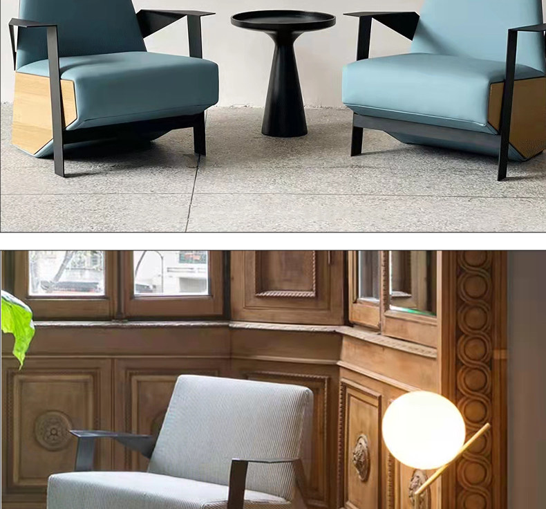 Стул 意式现代简约设计师silver lake家用客厅卧室实木几何单人扶手椅 OTHER