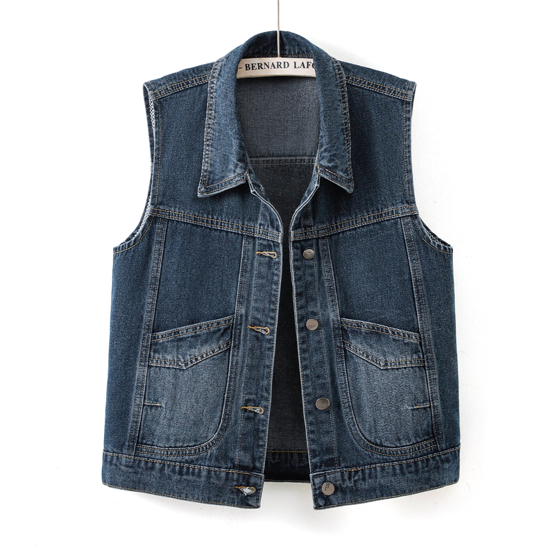 Retro Lapel Denim Vest for Women 2026 Spring and Autum New Style Loose Slimming Single-Breasted Sleeveless Vest Retro Lapel Denim Vest for Women 2026 Spring and Autum New Style Loose Slimming Single-Breasted Sleeveless Vest