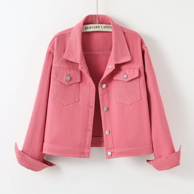 Short Pink Denim Jacket for Women, New Spring and Autumn Style, Hong Kong Style Casual, Petite, Slimming, Versatile Jacket Top