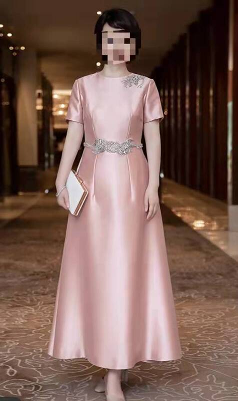 New Style Wedding Mother-Of-The-Bride Dress, Elegant Silk Wool Dress for Middle-Aged Women, Stylish and Suitable for the Mother-In-Law or Rich Lady