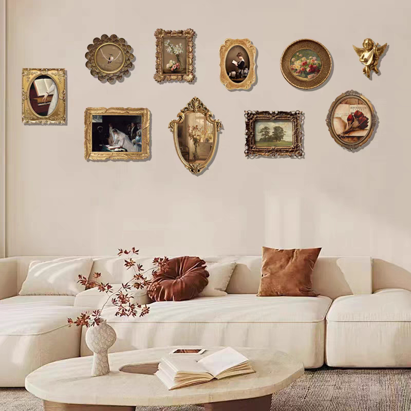 French Retro Palace Style Decorative Painting Combination Living Room Sofa Background Wall Hanging Painting American Light Luxury Wall Mural