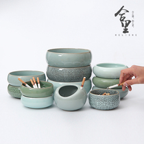 Longquan celadon large ashtray creative personality trend multifunctional household living room Nordic ceramic with cover windproof