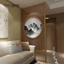 Chinese style simple fashion dining room screen partition living room semi-permeable ink solid wood landscape standing on the top of the fixed seat screen