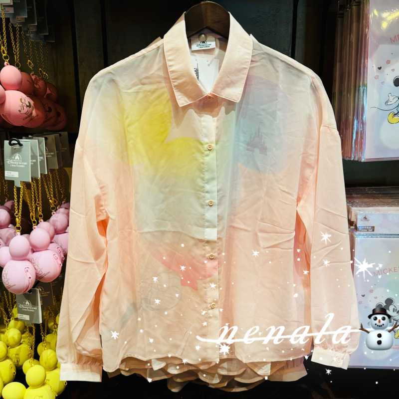 Shanghai Disney Wonderful Balloon Mickey and Minnie Castle Adult Cartoon Thin Long-Sleeve Shirt Shanghai Disney Wonderful Balloon Mickey and Minnie Castle Adult Cartoon Thin Long-Sleeve Shirt