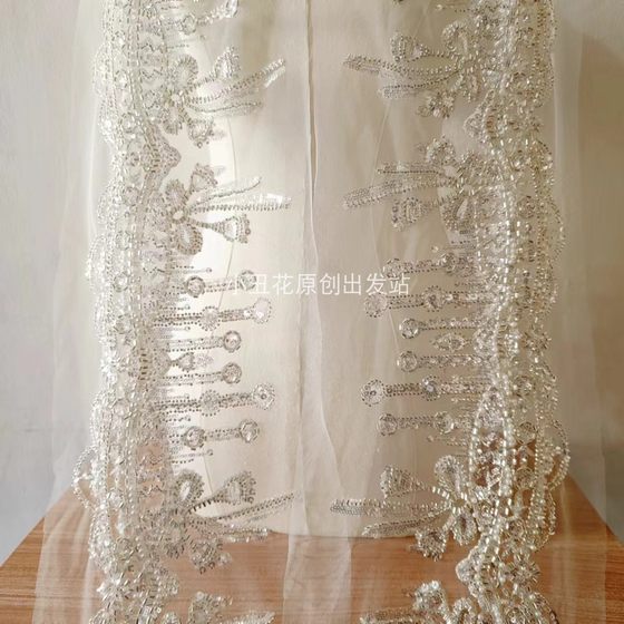 重工珠绣刺绣花边 米珠亮片珍珠蝴蝶结 新娘婚纱礼服装饰辅料DIY