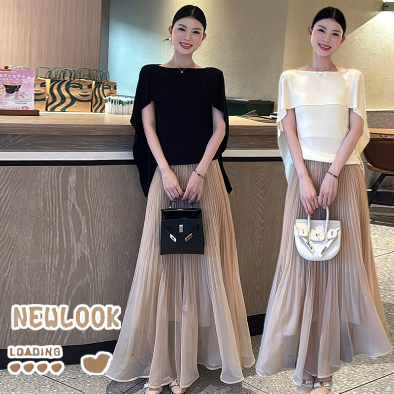 Maternity Wear Summer High-End Set for Women, Gentle and Elegant Cape Top, Slimming Versatile Skirt Two-Piece Trendy Set
