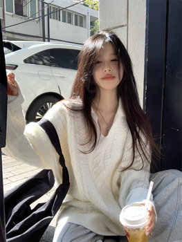 Women's soft and waxy lazy sweater autumn and winter