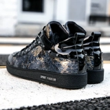 Низкие трендовые кроссовки, высокая мужская повседневная обувь, осенние, тренд сезона, в корейском стиле, из натуральной кожи, с шипами