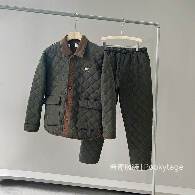 Offline Clearance: Three-Layer Quilted Cotton Jacket, Windproof, Thickened, Warm, Anti-Static, Autumn and Winter Couple's Loungewear Pajamas Offline Clearance: Three-Layer Quilted Cotton Jacket, Windproof, Thickened, Warm, Anti-Static, Autumn and Winter Couple's Loungewear Pajamas