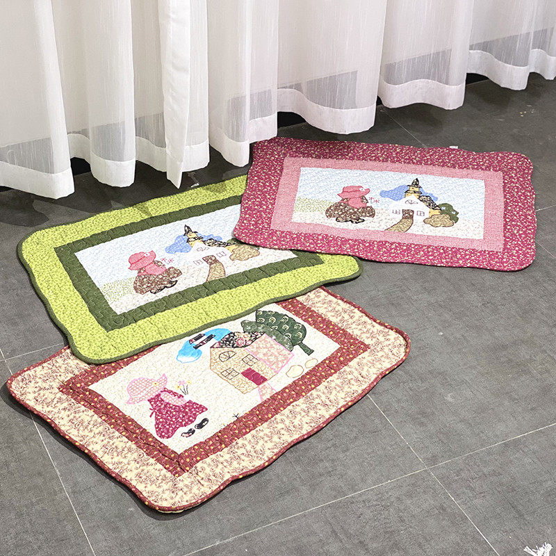 South Korea Single Fields Garden Wind Pure Cotton machine washable quilted mat Dressing Room Stairs Starter Cushion Anti Slip Multipurpose Mat