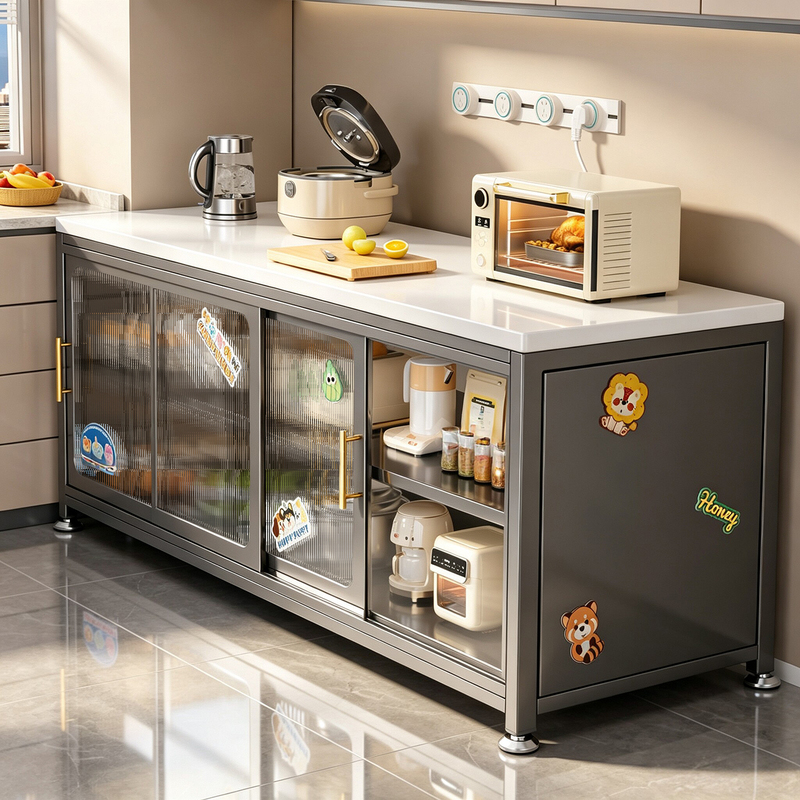Kitchen Slate Sideboard Multi-Layer Cutting Table Workstation Multifunctional Microwave Storage Cabinet Household Storage Cabinet Kitchen Slate Sideboard Multi-Layer Cutting Table Workstation Multifunctional Microwave Storage Cabinet Household Storage Cabinet