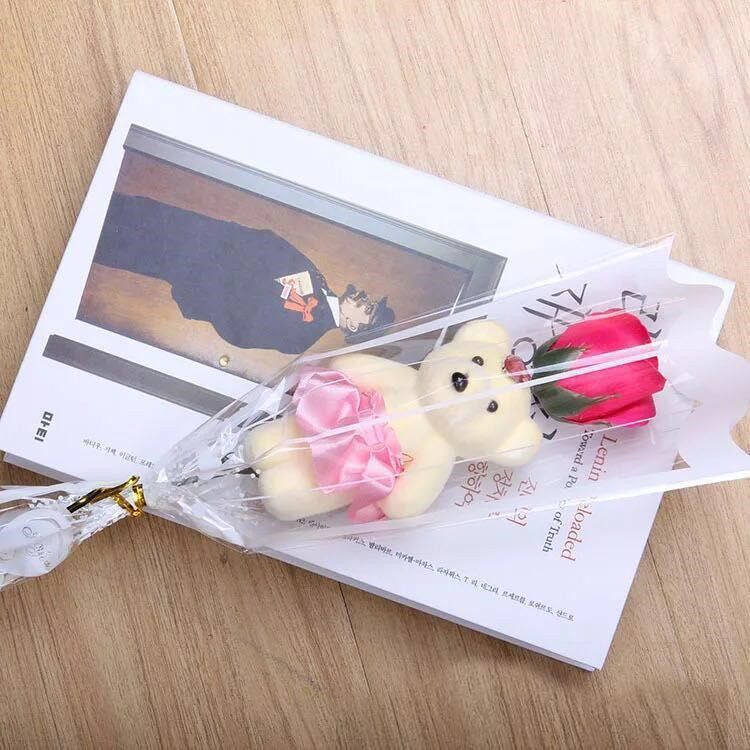 Single small Bear soap flower roses bouquet with bouquet of flowers to push gift Mother's Day Valentine's Day Birthday Gifts