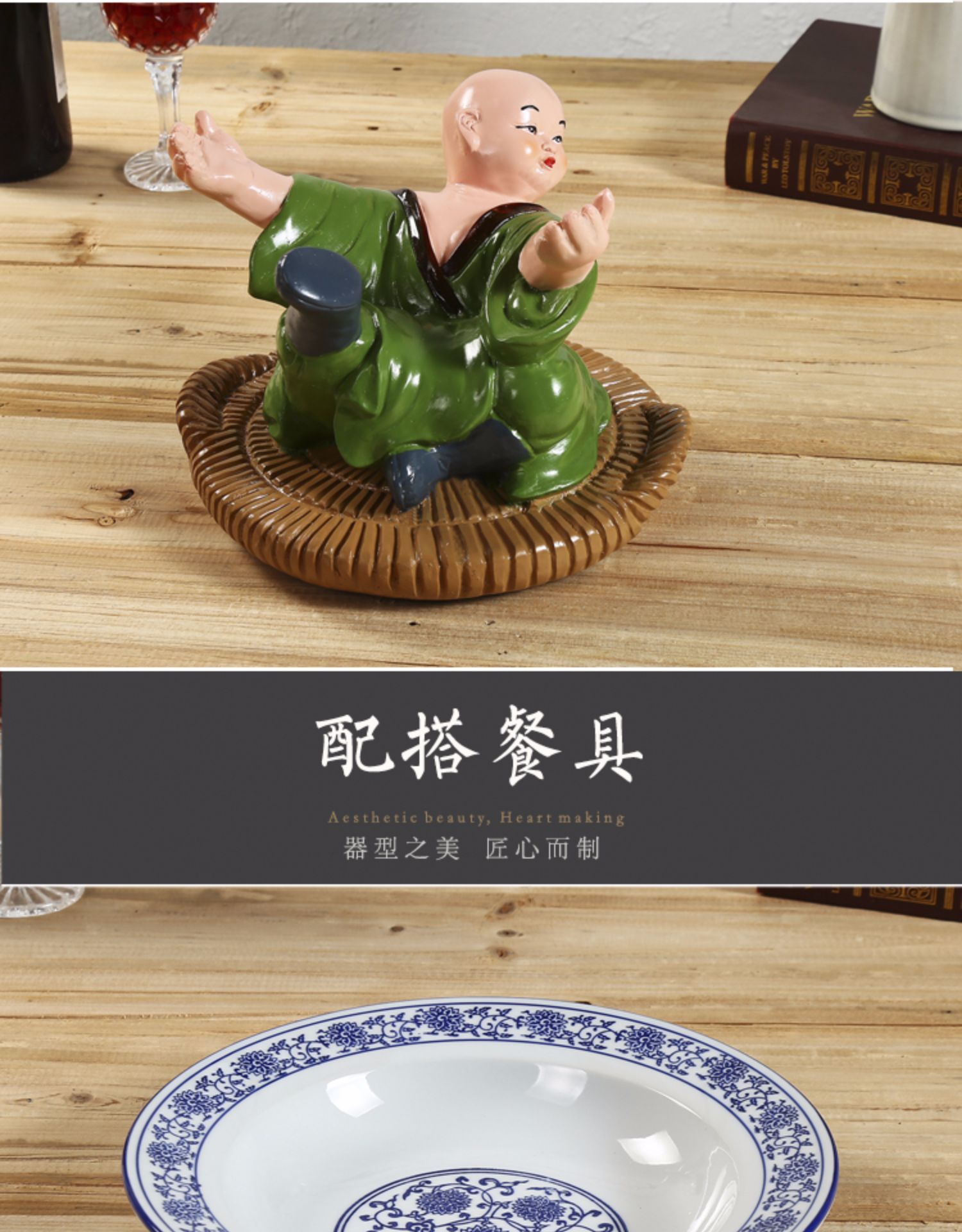 Wufu cậu bé nhà riêng tâm trạng bộ đồ ăn trang trại tấm sáng tạo phân tử ẩm thực Ming tập đặt bảng cá tính tấm trang trí - Đồ ăn tối khay đựng đồ ăn