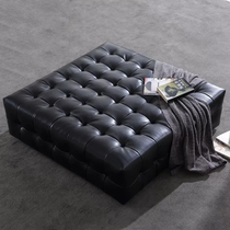 Simple modern leather art square shoe changing stool living room sofa stool clothing store cloakroom fitting stool leather low stool