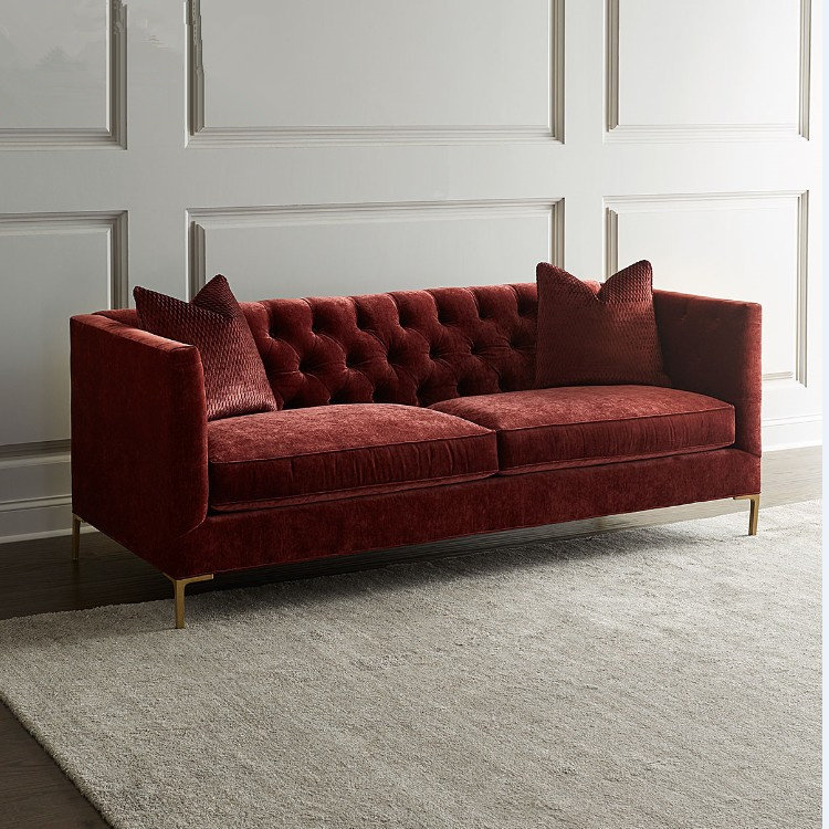 Hong Kong-style light luxury modern velvet clothing store photography studio villa living room beauty salon designer homestay three-person sofa