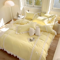 Свежая хлопковая простыня для принцессы, комплект, нескользящий пододеяльник, в корейском стиле, 4 предмета, 3 предмета