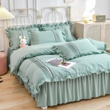 Цветной комплект, пододеяльник, простыня, фартук, в корейском стиле, 4 предмета, простой и элегантный дизайн, популярно в интернете