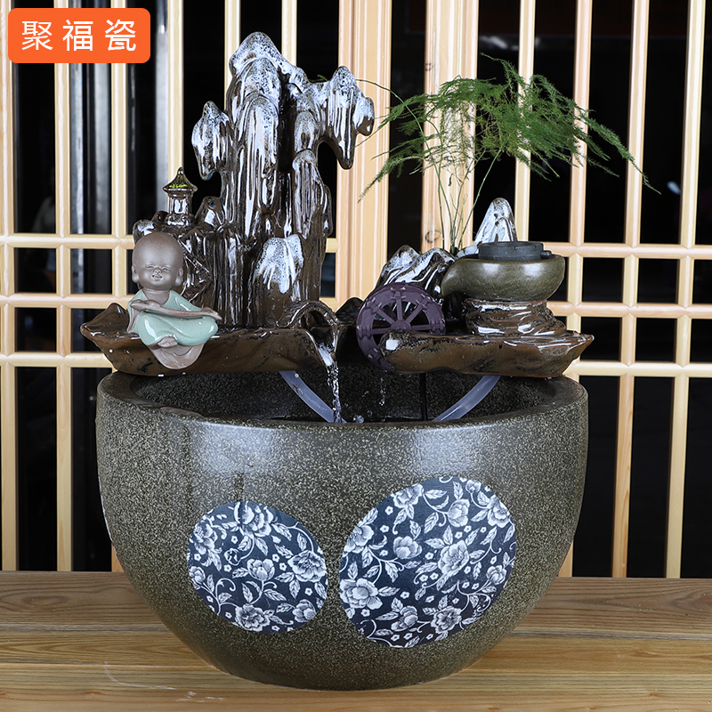 Ceramic Fish Tank Fish Pot Feng Shui Lucky Circulation Water Tank Humidifier Opening Housewarming Gift Feng Shui Wheel Ornament