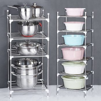 Multi-layer stainless steel kitchen rack floor-standing pot rack