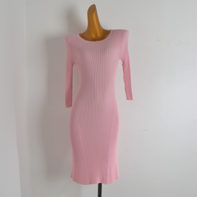 Spring and Summer Thin, High-End, Simple, Versatile, Slim-Fitting, Ribbed, Stretchy, Hip-Hugging, Elegant Mid-Length Knit Dress Spring and Summer Thin, High-End, Simple, Versatile, Slim-Fitting, Ribbed, Stretchy, Hip-Hugging, Elegant Mid-Length Knit Dress