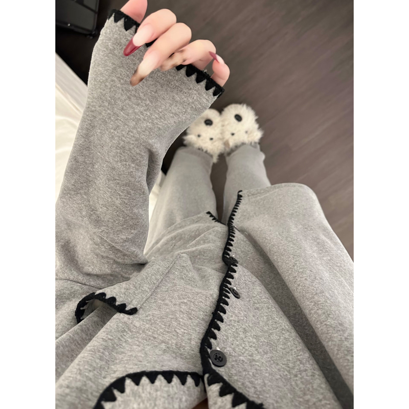 Korean-Style Gray Velvet Pajamas for Women, Autumn and Winter 2026 New Style, High-End, Simple, Casual, Warm Home Wear Set