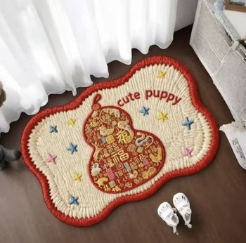 Wool style retro chinese style gourd absorbent bedside blanket