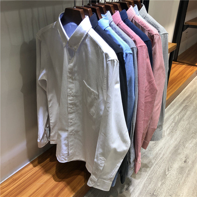 The price-performance ratio is in place for men's spring pure cotton pure-coloured striped oxford shirt