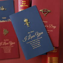 Valentines Day greeting card Send letter envelope Vintage metal handmade high-grade greeting card Thank You card Mothers Day Fathers Day greeting card